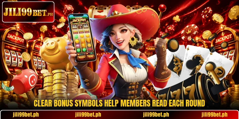 Clear bonus symbols help members read each round
