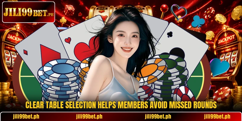 Clear table selection helps members avoid missed rounds